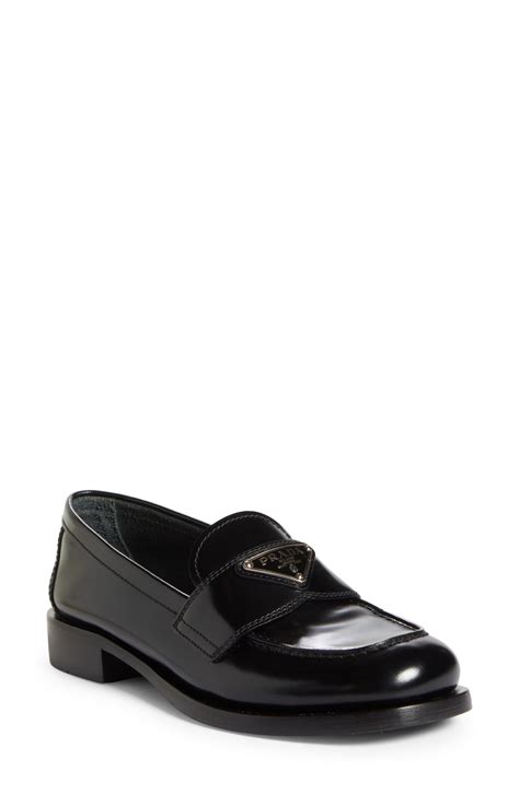 prada logo block heel penny loafer|Prada lace ups.